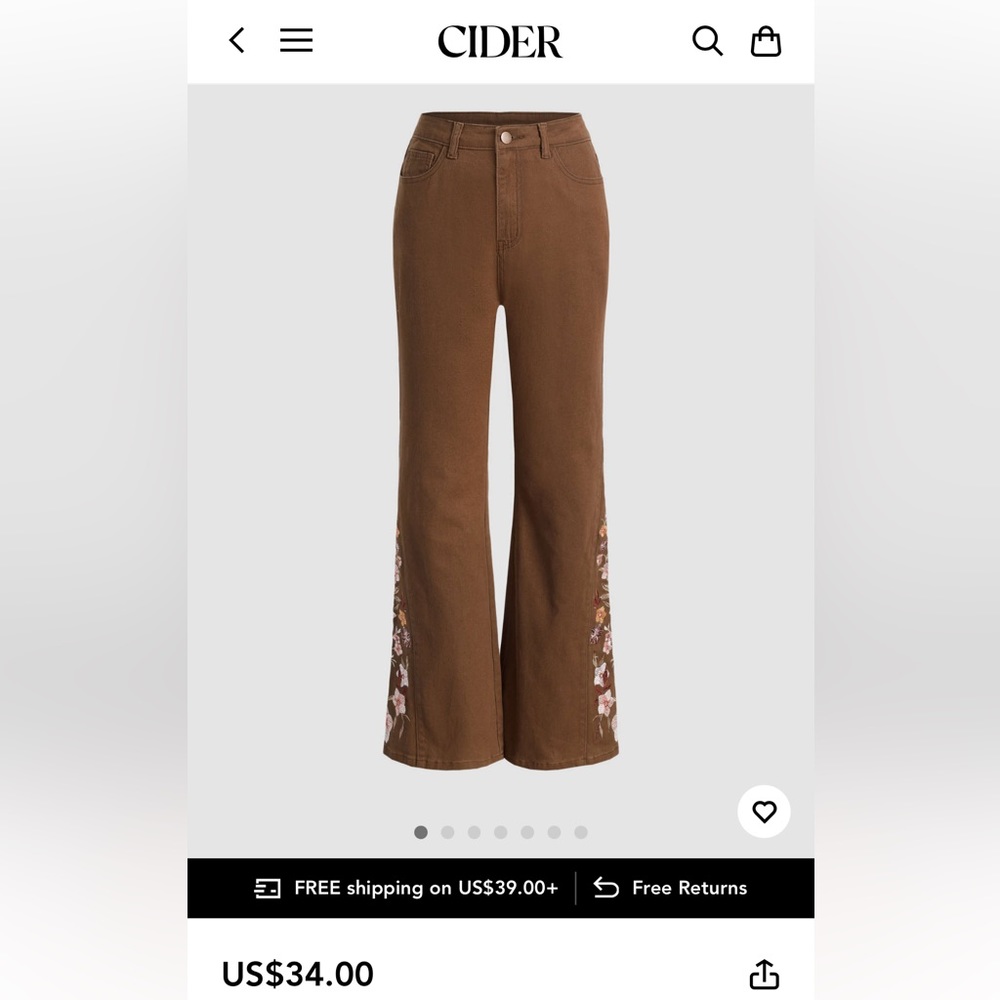 NWT Cider floral bell bottoms size L